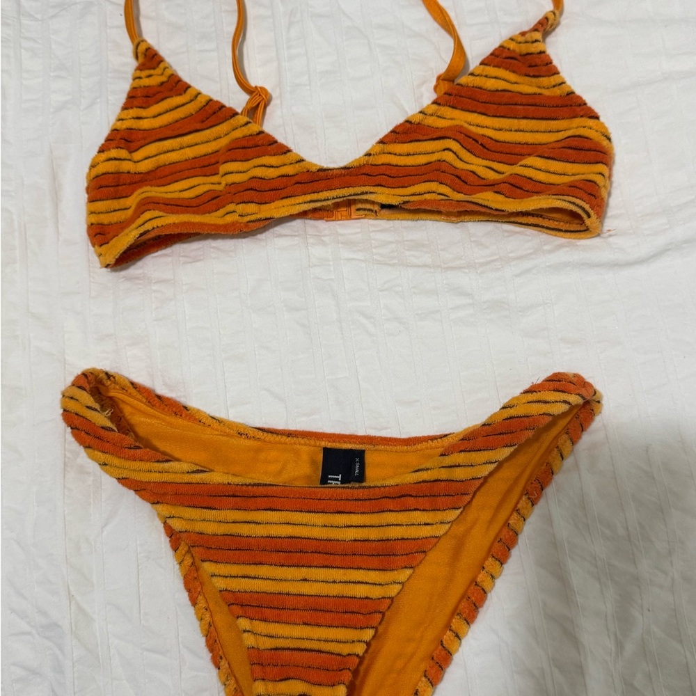 Triangl Swimwear Orange Striped Bikini